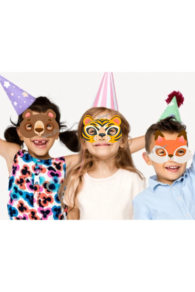 Hiras Dizayn 8 Pieces Safari Animal Concept Paper Party Mask Safari Birthday Ornament. Safari Animal Concept