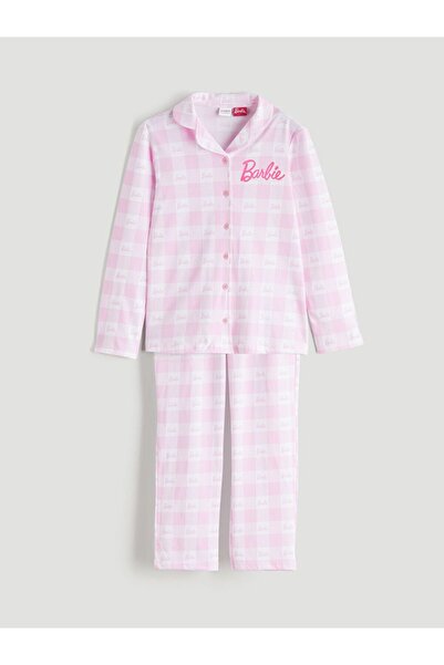 LC Waikiki Lcw Kids Shirt Collar Barbie Printed Girls' Pajamas Set