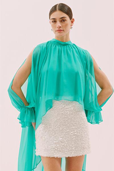 Roman Şifon Bluz Turkuaz Y2513032_029