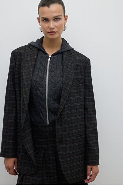 Roman Çift Düğmeli Blazer Ceket Antrasit K2616011_046