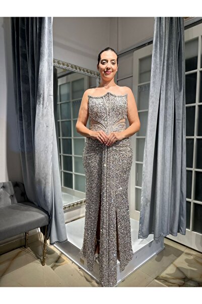 Abiye's BEYAZ BÜSTİYERLİ NİKAH NİŞAN SÖZ TAŞLI BALIK ELBİSE