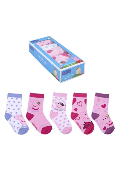 Cerda Peppa Pig Girls' 5-Pack Long Socks Set, Size 15/16, Pink & White, Ages 0+ Months, Cotton Blend