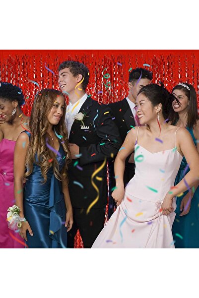 kidspartim Metalized Wavy Hologram Red Background Ornament 100X200 cm