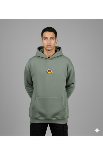 By Caspita Fashion Lenithra Astronaut Pop Art Back Printed Unisex Oversize Gray Hoodie