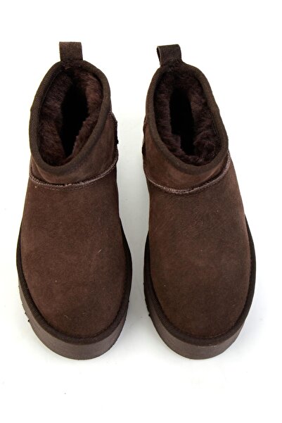 Bambi Kahve Hakiki Deri Kadın Bot & Bootie K02502020702