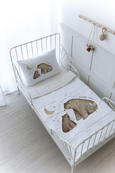 Tuğba Kuğu Organic Printed Baby (100X150) Quilt Set - Royal Series - Baby Bear