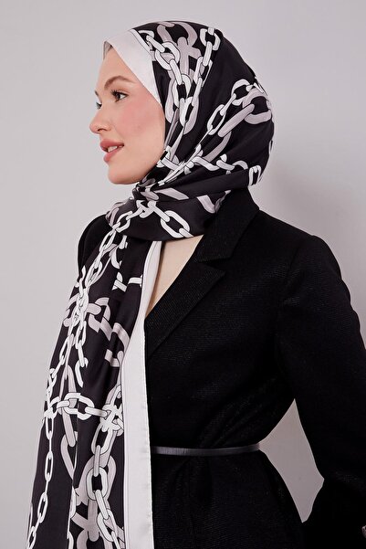 Levidor Black-Beige Chain Twill Shawl