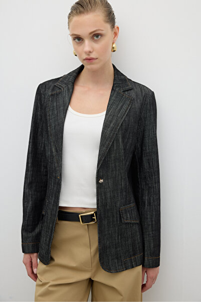 Roman Tek Düğmeli Ceket Siyah K2652006_001