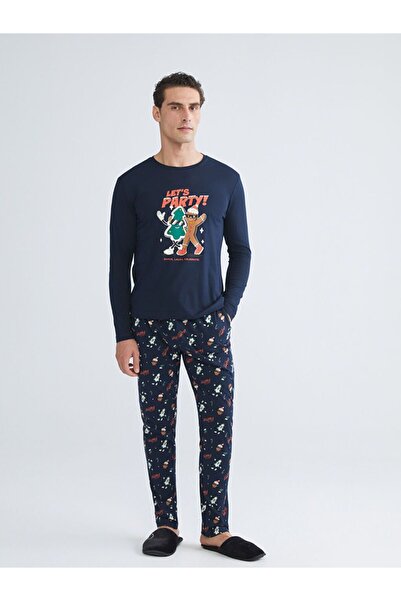 LC Waikiki Standart Kalıp Yılbaşı Temalı Erkek Pijama Takımı
