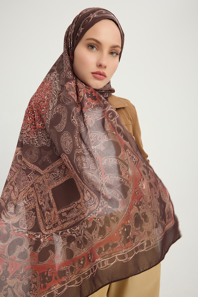 Schaless Αιώνια Αγάπη - Καφέ - Σάλι με σχέδιο Εφιλία - 70x190 εκ