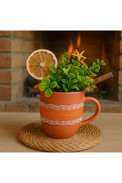 Marrone وعاء زهور على شكل كوب برتقالي مع القرفة والكوينتال، هدية جديدة للأعما...