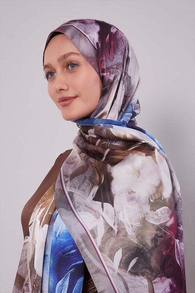 Levidor Mink Mixed Leaf Pattern Indian Silk Shawl
