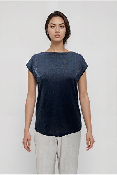 WESTMARK LONDON Shiny Grey Crew Neck Glitter Short Sleeve Women's T-Shirt Sky Glitter S/S Top