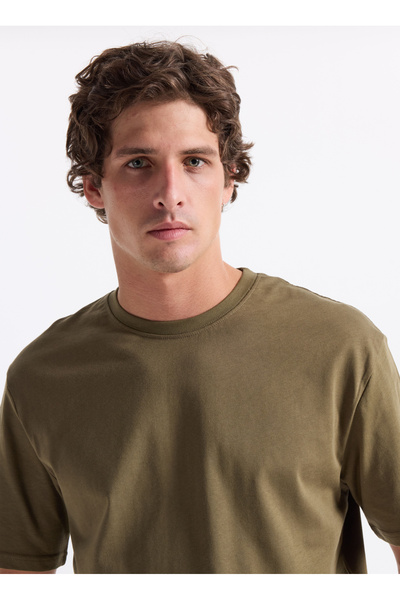 Lee Cooper Round Neck Khaki Men's T-Shirt 261 Lcm 242001 Hevass Khaki