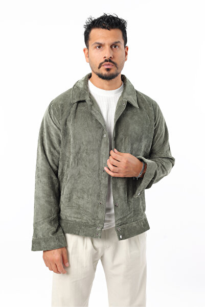 Rodrigo Men's Seasonal Velvet Unlined Snap Fastener Thin Spring Coat Jacket