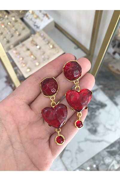 the ASEL İNCİ Design Gold Detailed Heart Earrings