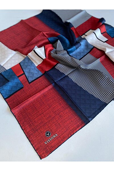 Vissona Tivil Silk Scarf 50120 - 0017 - 0031 Red Mixed Pattern