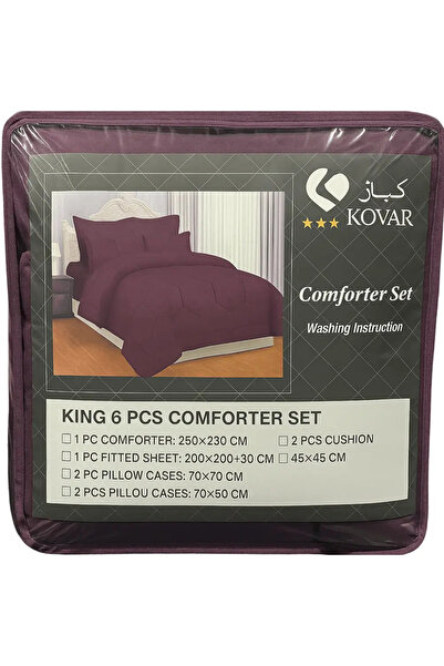 Kovar Microfiber 6pcs Super Soft King Size Comforter Set 250X230cm- Purple