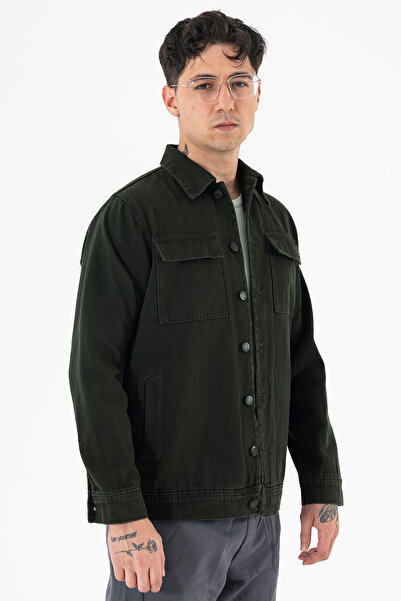 Souris Мъжка каки дънкова яке с удобна кройка и свободна кройка