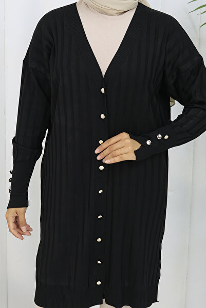 benguen Αυτοκορδέλα μακριά ζακέτα Mercerized N3179 Μαύρη