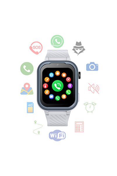 gitech Ceas Smartwatch pentru Copii cu Cartela SIM, GPS, WhatsApp, Monitorizare Voce-Poze, Wi-Fi, Gri