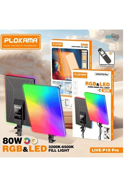 PLOKAMA لوحة إضاءة LIVE P19 Pro RGB متعددة الألوان مع جهاز تحكم عن بعد وإضاءة عالية السطوع