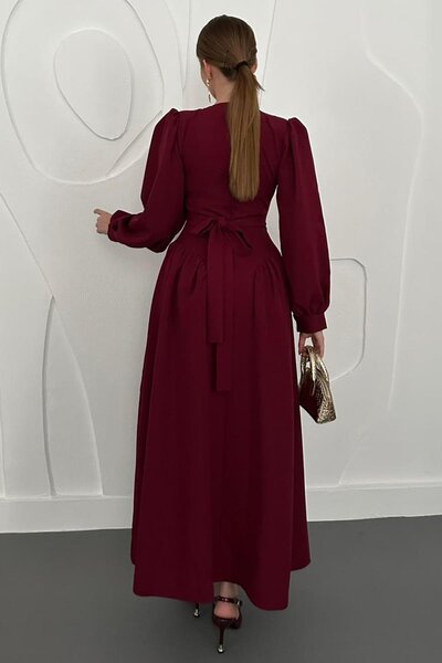 Elbee Fashion Woman Uzun Kollu Kloş Elbise