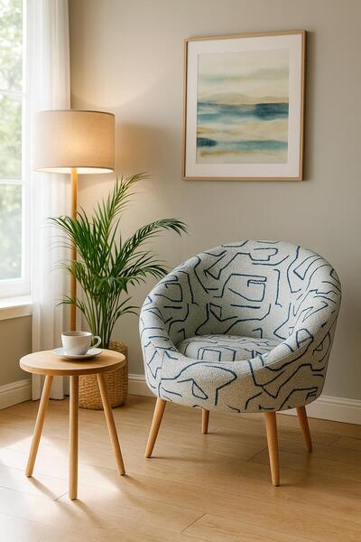 KOKİ DESİGN Çay Seti Tekli Koltuk Berjer (Salon,Balkon,Ofis)- ZİGON SEHPA HEDİYELİ