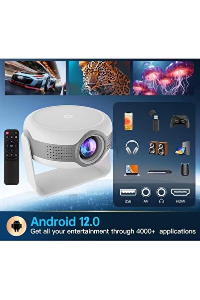 Fipka T269 Pro Smart Portable Projector, 4K HD, 1080P, Android 12.0, 130 cm Screen, 180 Degree Flip, Wi-Fi