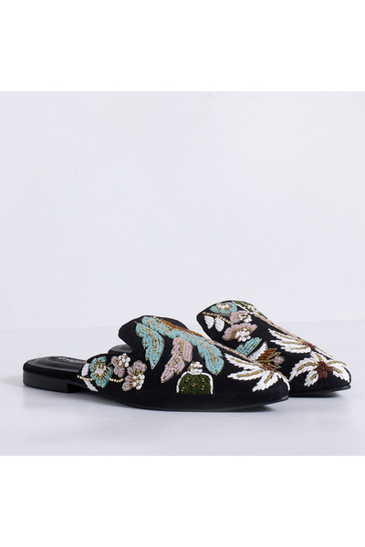 crystalicious Amelia Daily Wear Women Flats Hand-Embroidered Cotton Canvas Fabric, 100% Animal-Free Material