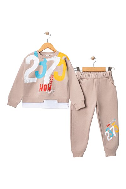 Wow colors Boy's Winter Number Printed Tracksuit Set |   3 Threaded Rasterized