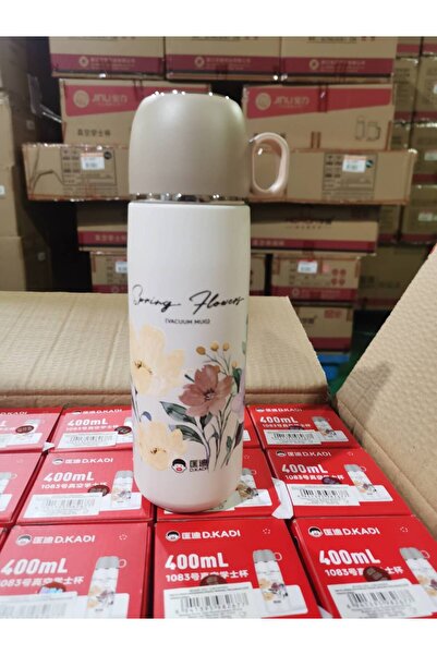 DKADI ترمس من الفولاذ المقاوم للصدأ بنمط أخضر من أوكادي مع كوب سعة 400 مل