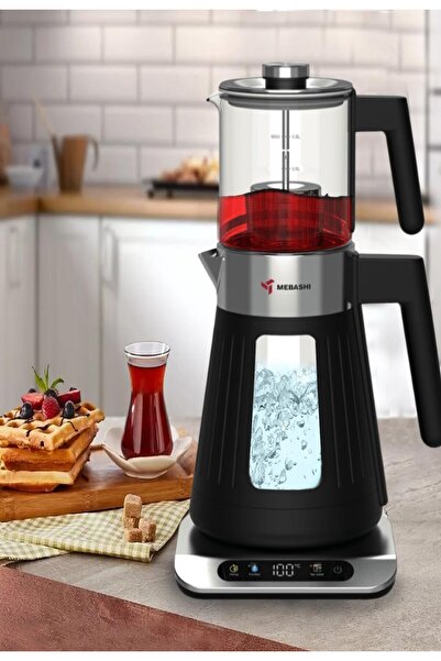 MEBASHI Tea Maker, 1.7 L Kettle, 0.8 L Teapot, 4 Functional Settings, 1500 W, (ME-TM306) (Black)