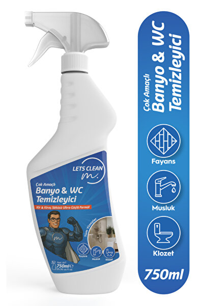 letsClean Güçlü Banyo WC Temizleyici Kireç Pas ve Kir Çözücü Sprey - 750 ml