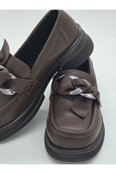 Luvesta Shoes Şal Detaylı Tokalı Loafer Acı Kahve