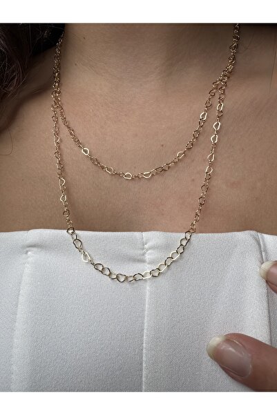 M Miel Women's Gold Heart Chain Set of 2