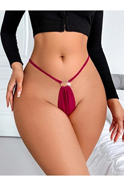 Maly Love Kadın Bordo Kalp Detaylı Tanga İç Giyim