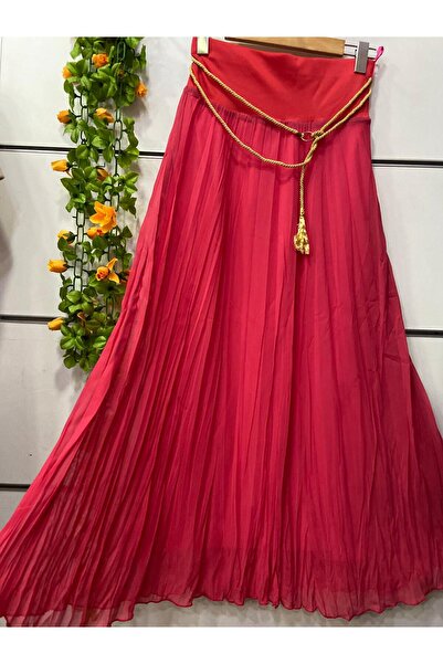 edu collection Chiffon Bohemian A-Line Skirt with Lining and Belt as a Gift