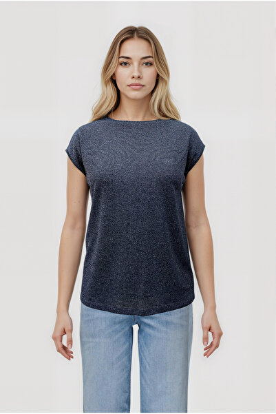 WESTMARK LONDON Μαύρο γκρι γκλίτερ γυναικείο μπλουζάκι με κοντό μανίκι SKY GL...