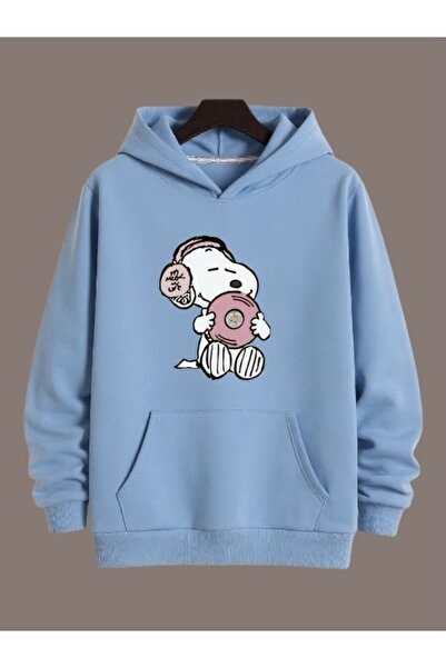 ArtYus Unisex Snoopy Renkli Özel Baskılı Pamuklu Oversize Kapüşonlu Sweatshirt