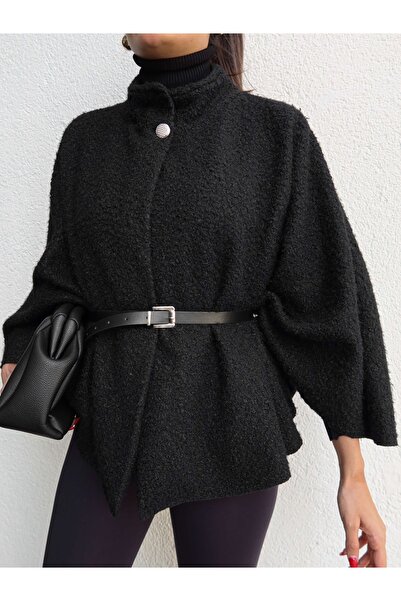 ESRAHELVACI Belted Tweed Poncho