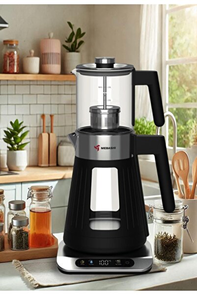 MEBASHI Tea Maker, 1.7 L Kettle, 0.8 L Teapot, 4 Functional Settings, 1500 W, (ME-TM306) (Black)