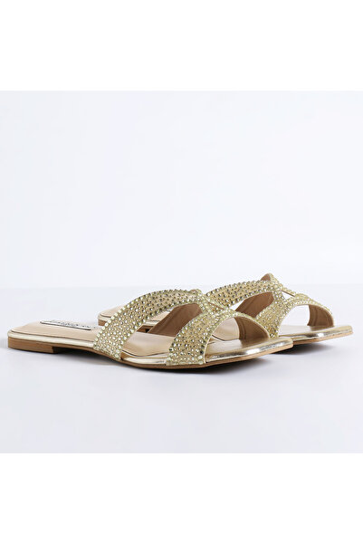 crystalicious Sapphire Handcrafted Chic & Comfort Rhinestones Women Flat Sandal Non-Slip For Day-To-Night Wear