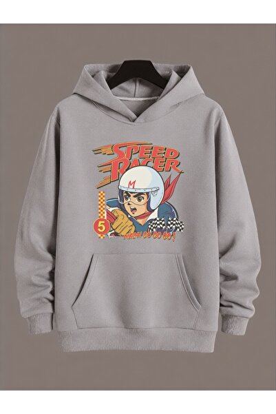 ArtYus سويت شيرت بقلنسوة كبير الحجم من القطن مطبوع عليه ملابس سبيد ريسر ملونة...