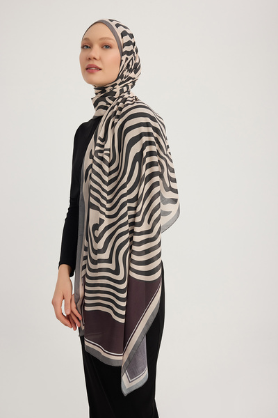 Schaless Yaşam İzi - Mink - Efilia Patterned Shawl - 70X190 cm