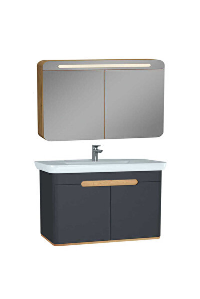 VitrA Sento Aynalı, Kapaklı Dolap Seti, Antrasit 100cm (60811,60897)