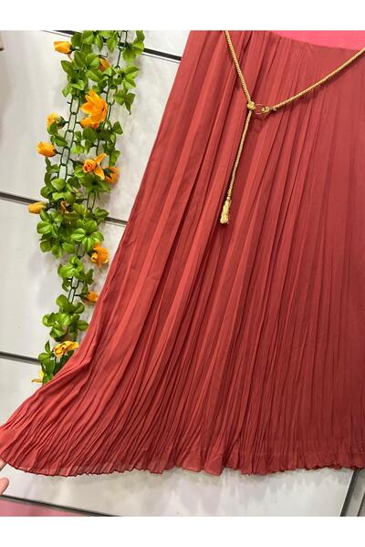 edu collection Chiffon Bohemian A-Line Skirt with Lining and Belt as a Gift