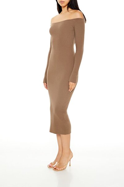 Forever 21 Omuzları Açık Midi Kazak Elbise