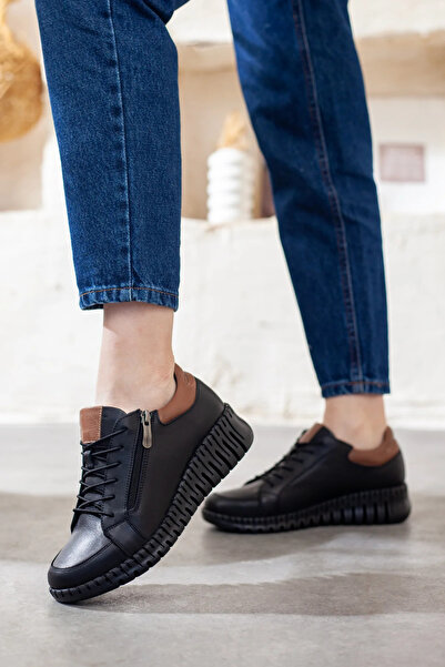 Adım Adım Mammamia Genuine Leather Side Zipper Casual Shoes