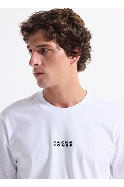 Jack & Jones Bisiklet Yaka Beyaz Erkek T-Shirt 12282875_JCOSTANCE MINIMAL TEXT TEE